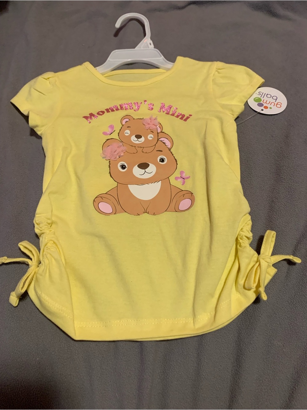 Yellow 'Mommy's Mini' Bear Graphic Short-Sleeve Tee for Kids